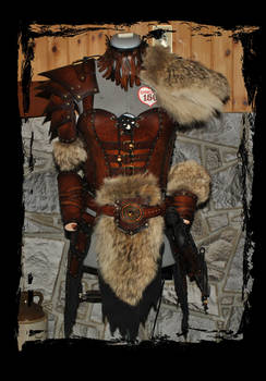 female leather armor barbarian front view