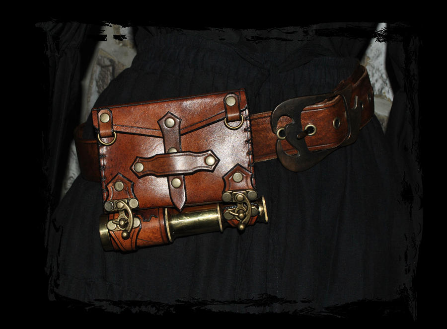 customized leather pouch  steampunk/pirate