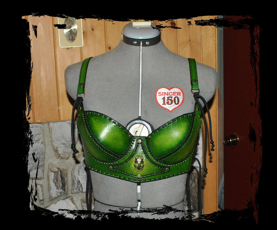 green leather bra front view