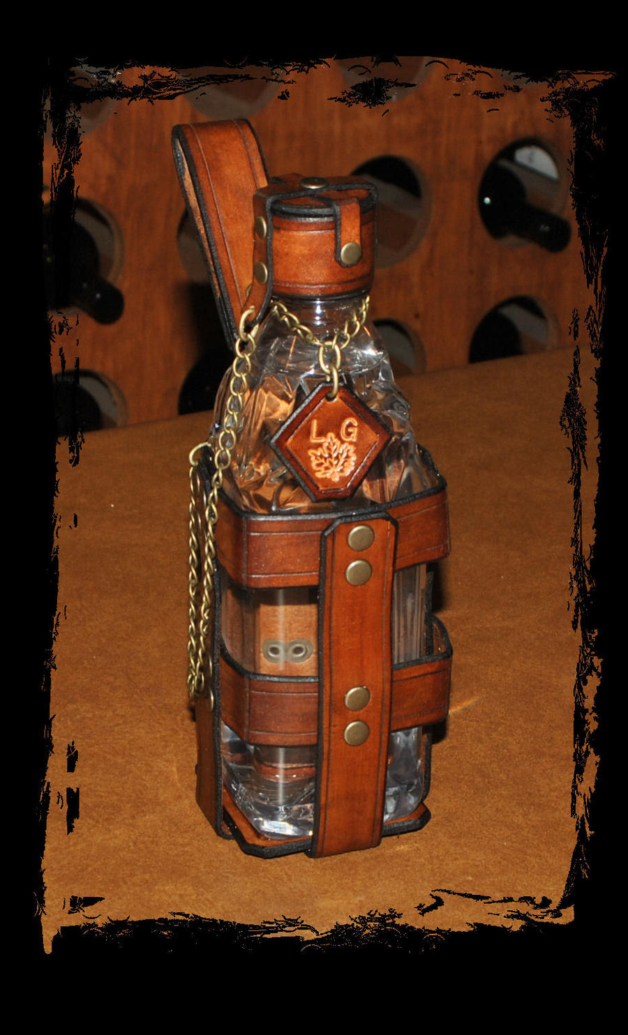 leather water bottle for larp