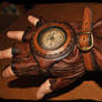 steampunk leather glove with pressure gage