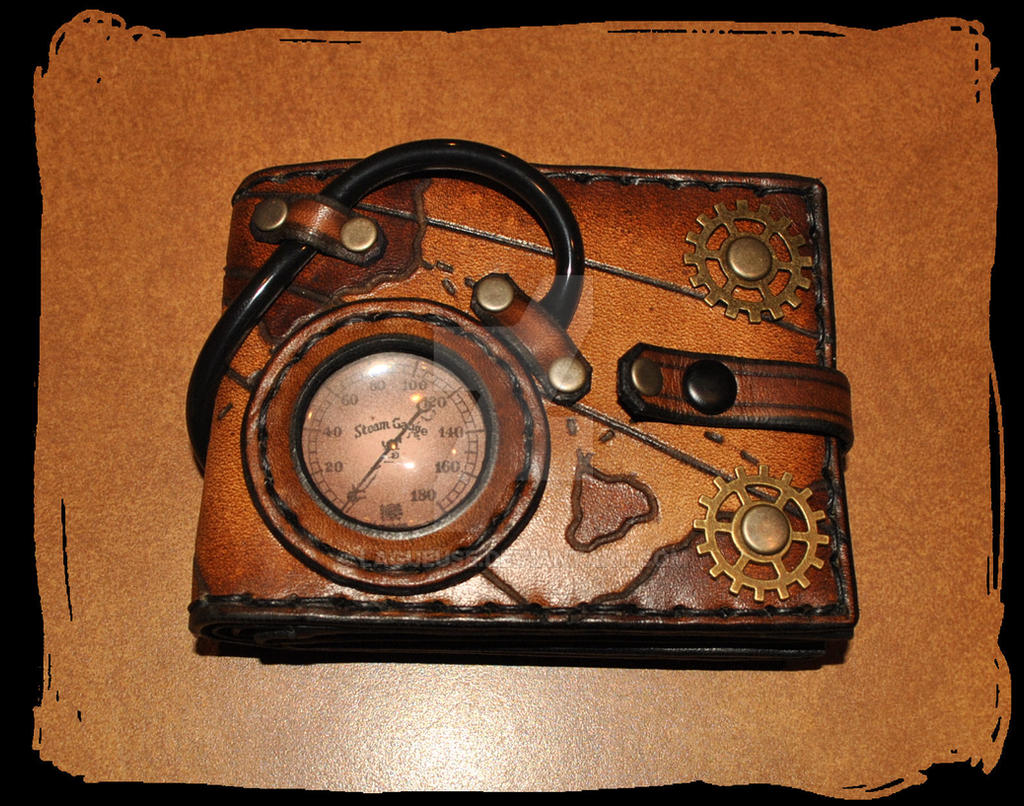 steampunk leather wallet