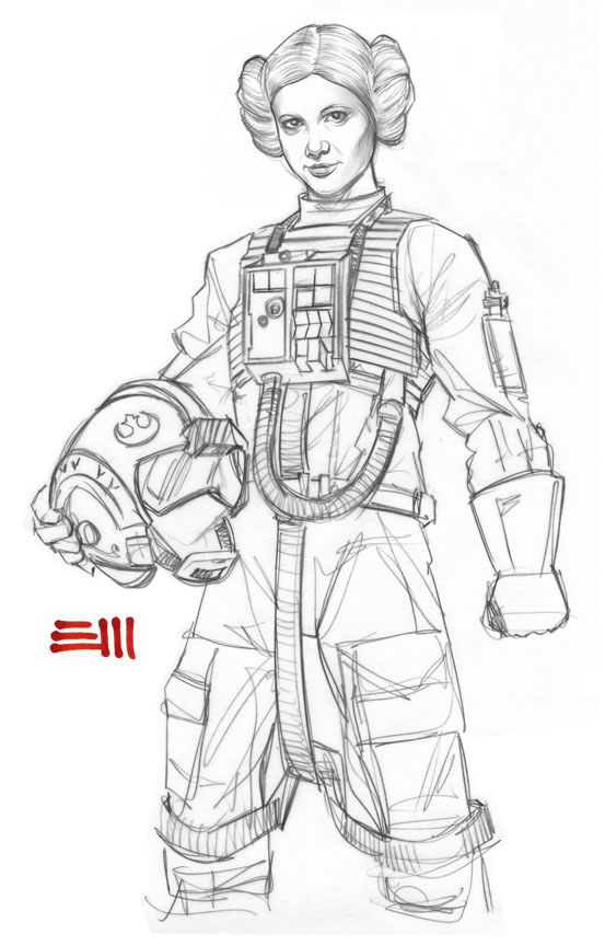 Princess Leia - Pilot's Uniform Sketch