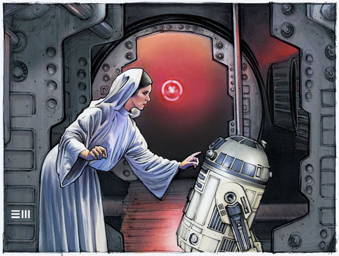 Princess Leia and R2-D2 Concept Sketch