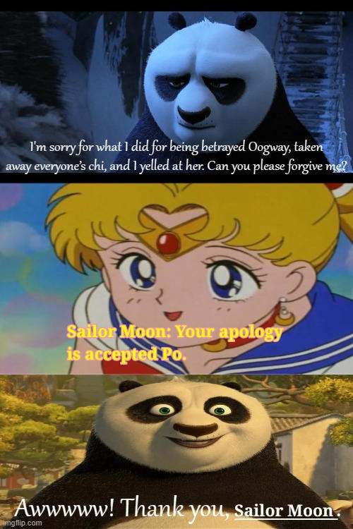 Moon Po Sailor Moon accepts Po's Apology by Dreypare on DeviantArt