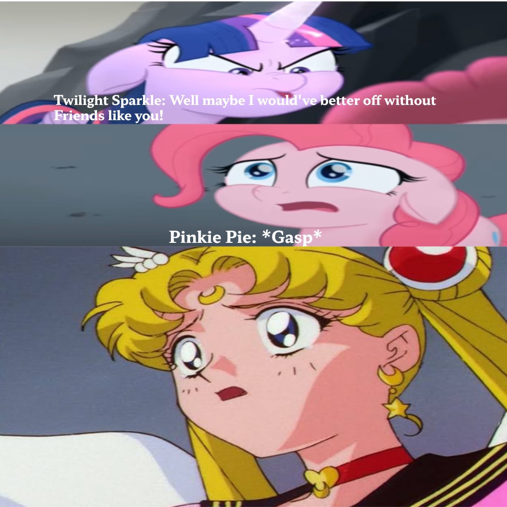 Sailor Moon shocked at Twilight yells at Pinkie by Dreypare on DeviantArt