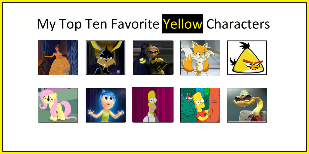 My Top 10 Favorite Yellow characters by Dreypare on DeviantArt