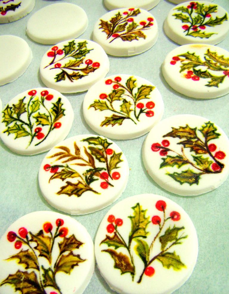 hand painted gum paste discs