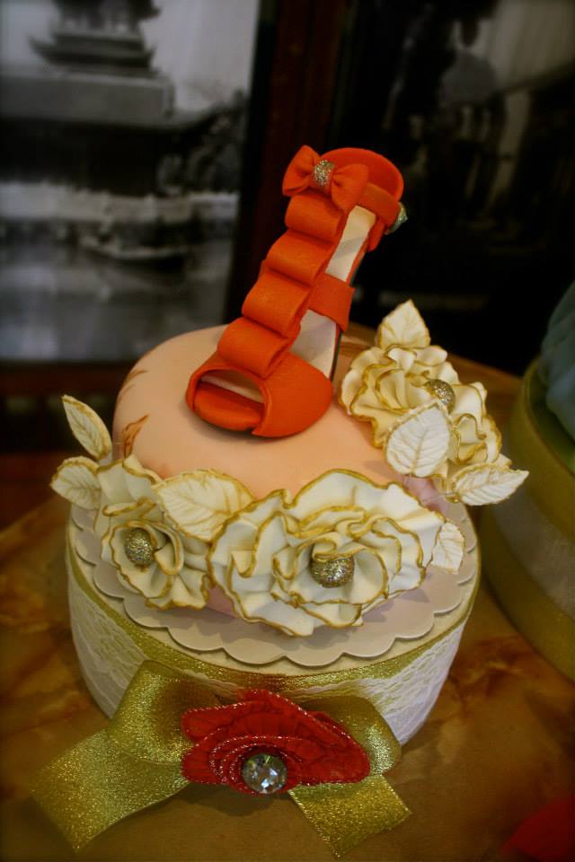 Fancy Red Gumpaste Shoe Cake Topper