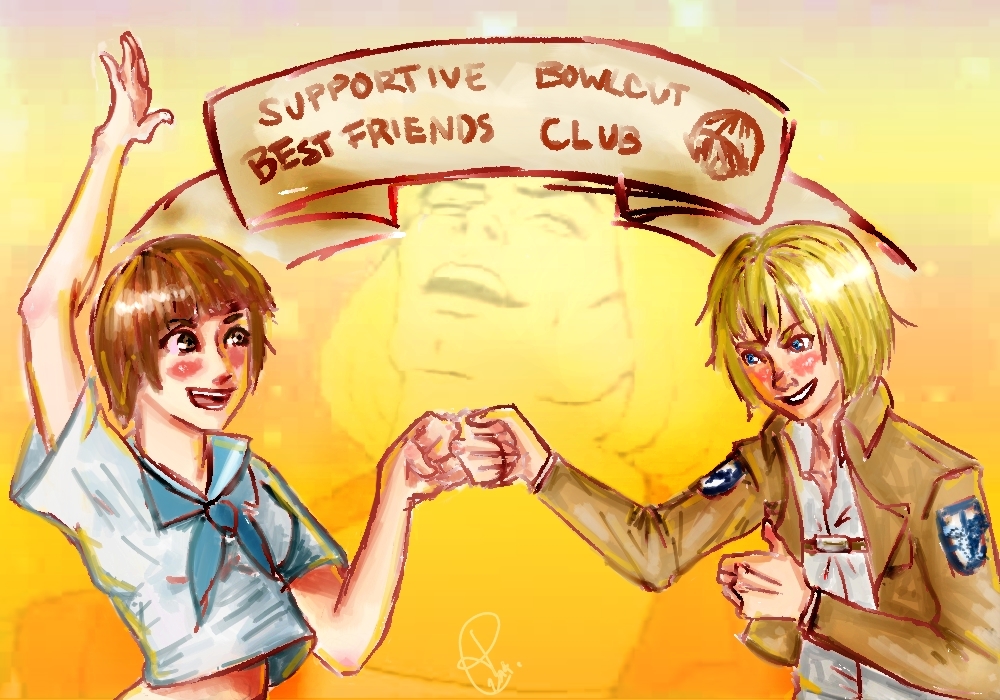 Supportive Bowlcut Best Friends Club