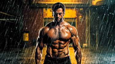 Wolverine standing in the rain