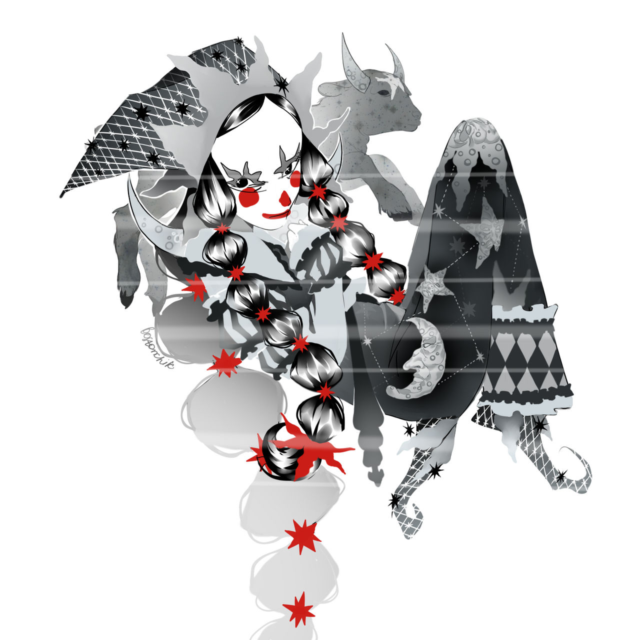 Pierrot Colorful black and white Pierrot| OPEN by Bostonchik on DeviantArt