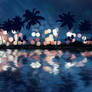 Neon Palms Reflection