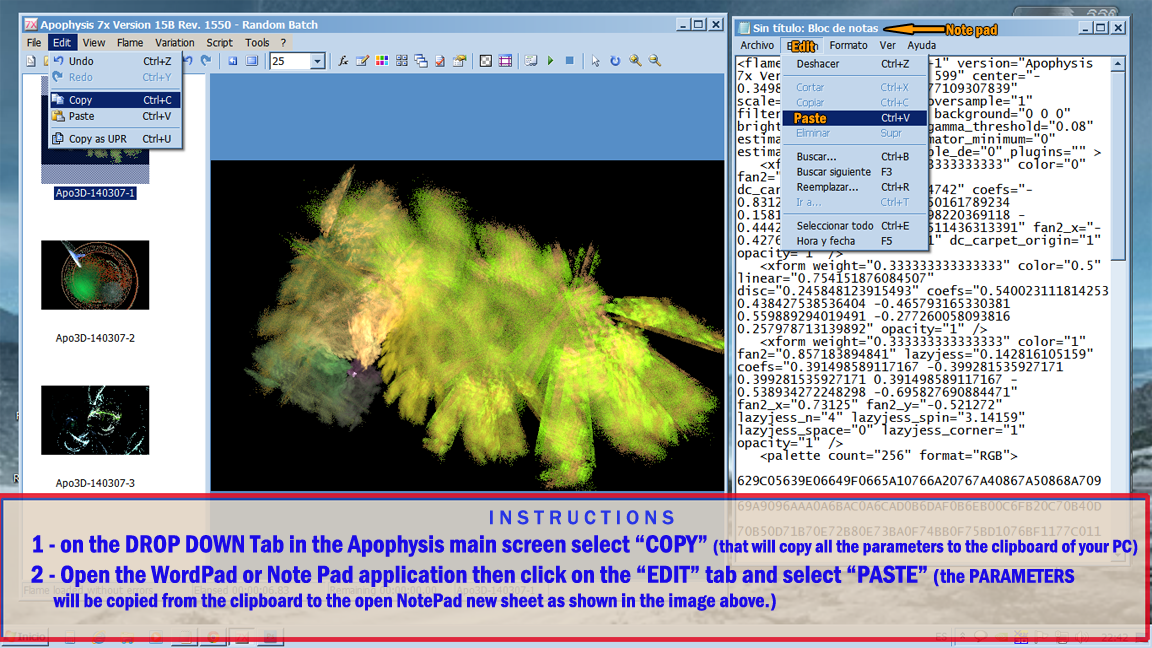 Copying-parameters in APOPHYSIS