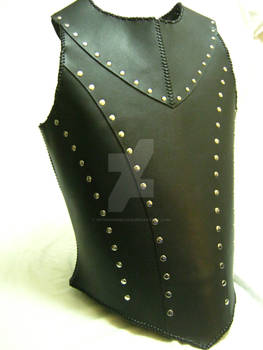 Rivited Medium Leather Vest with Gorget