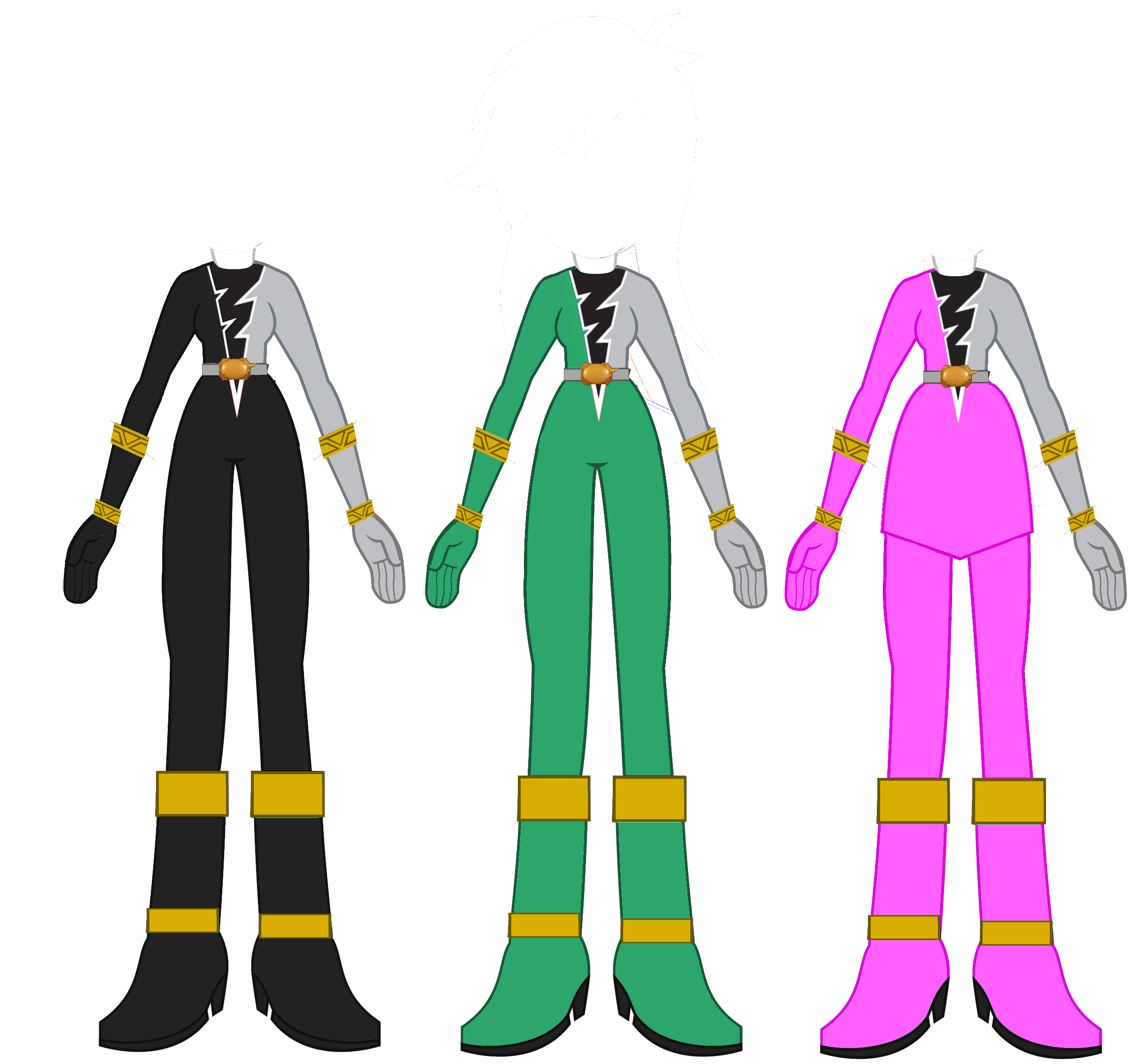 Dino Fury Black Pink and Green Ranger bases by cam-and-sister-paint on ...