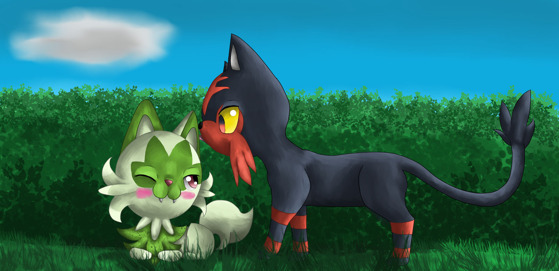 Litten And Sprigatito