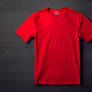 red tshirt mockup on wooden background