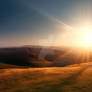 Cross of God in the rays of the sun on hill 2