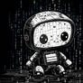 cute friendly robot - black
