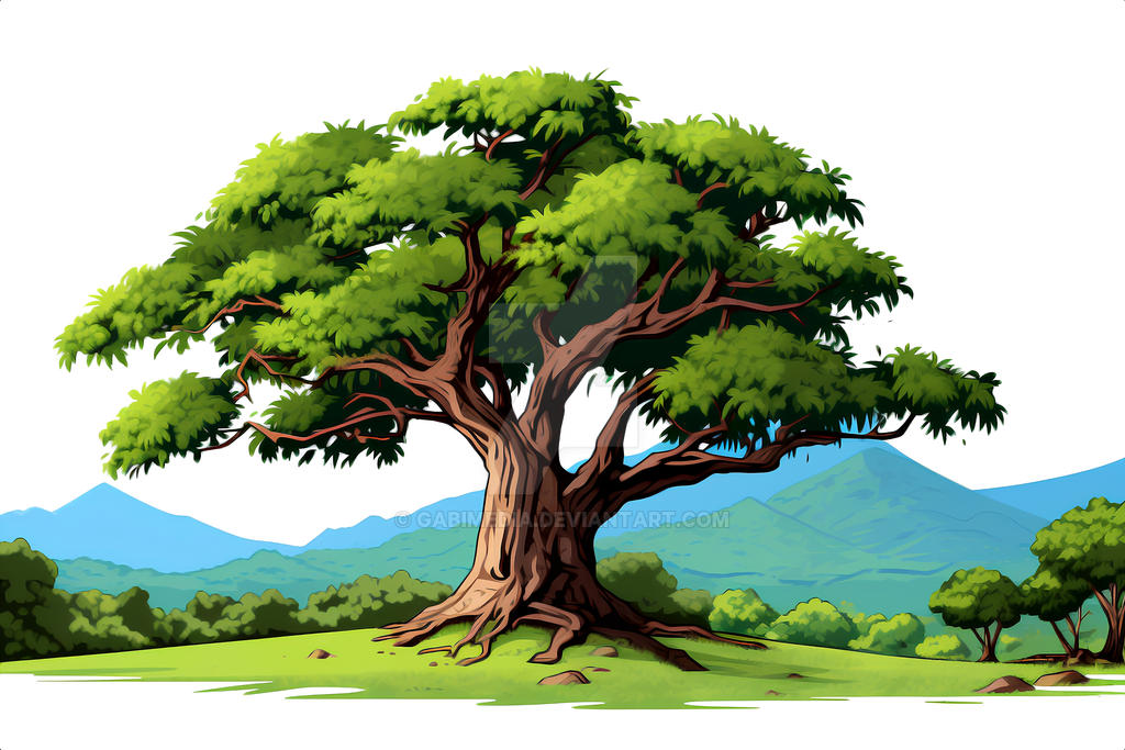 cartoon, drawing with a tree, tree element graphic by GabiMedia on ...