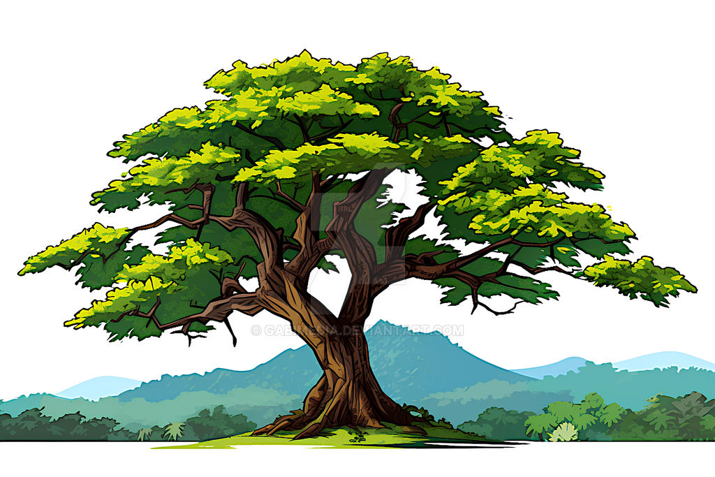 cartoon, drawing with a tree, tree element graphic by GabiMedia on ...
