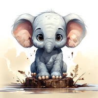 a drawing of a cartoon cute elephant