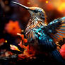 A psychedelic hummingbird, with feathers ...