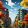 autumn,building in the city in pop art style 5