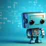 a cartoony a cute friendly robot that is made out
