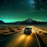 Car on the Road with star trails view 4