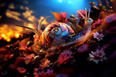 A psychedelic snail, with a swirling