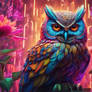 neon glowing metalic owl 3