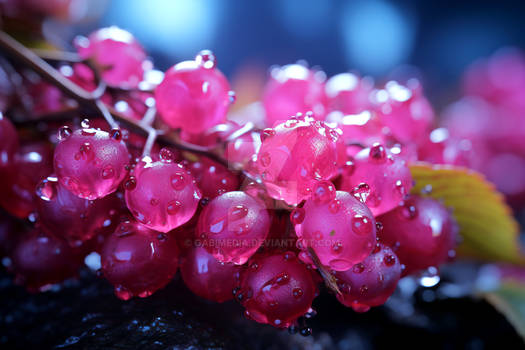 Close-up of a pink grape hanging in a vineyard
