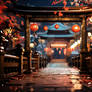 The path through a gate to a Japanese street city