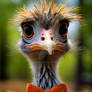 confident ostrich wearing a bow tie