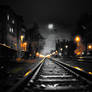 Railroad tracks under a night sky Phone Wallpapers