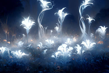 Ghostly magic plants sway with an other worldly 3