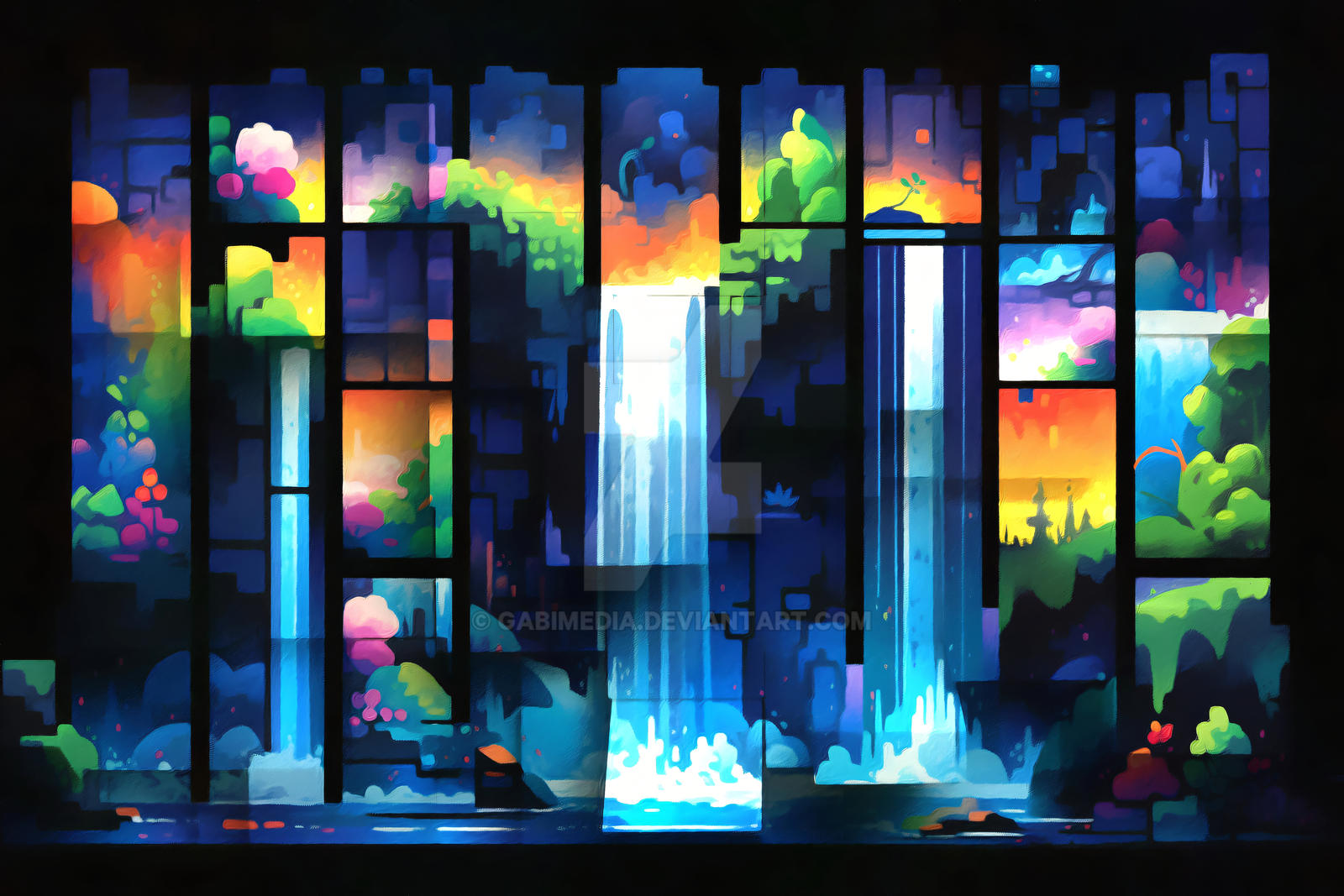 Rainbow Waterfall Splash series, Abstract Inspirat by GabiMedia on ...