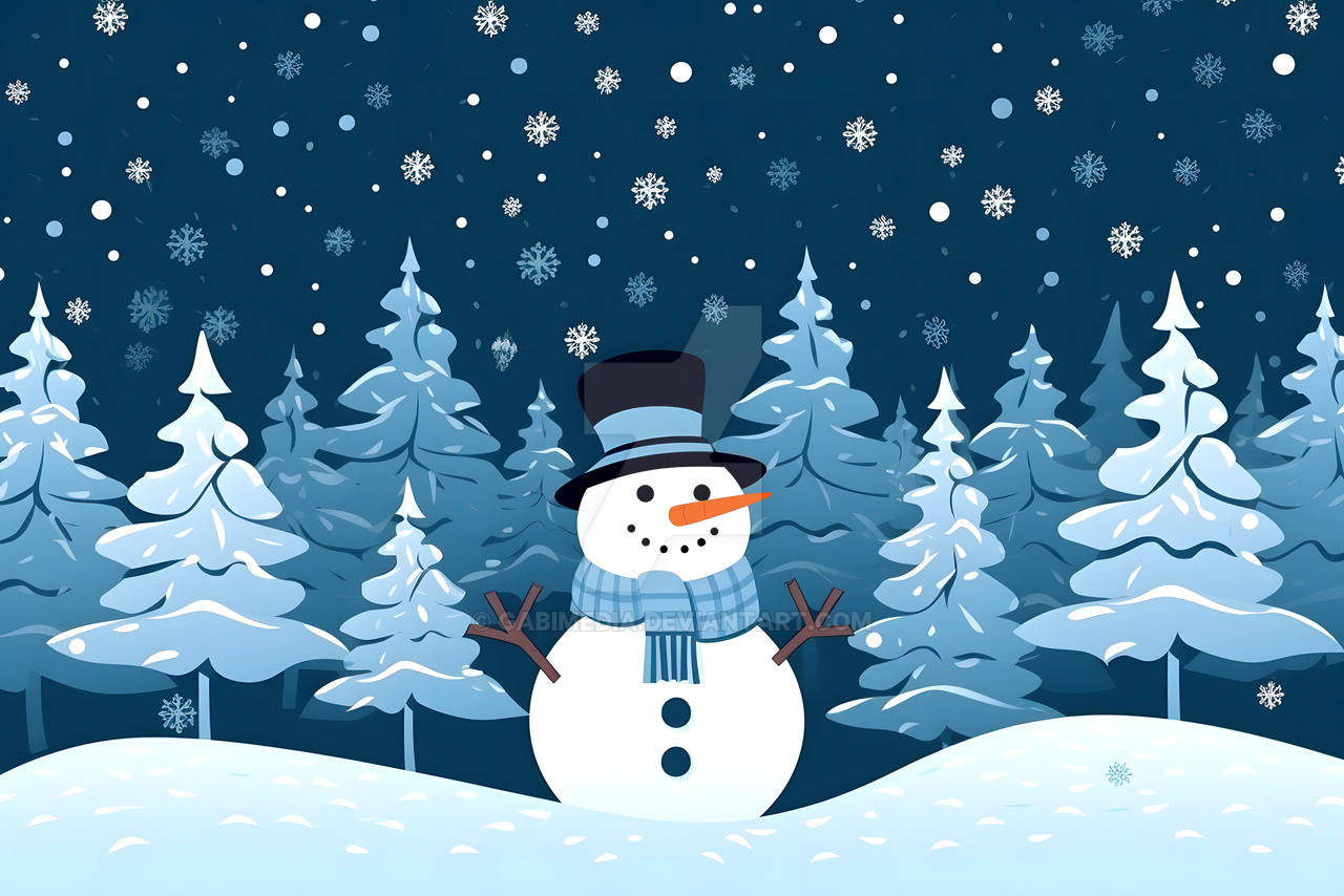 Happy snowman standing in Christmas winter by GabiMedia on DeviantArt