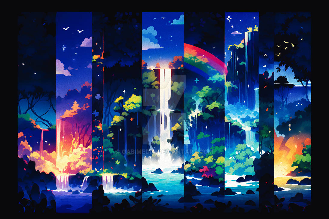 Rainbow Waterfall Splash series, Abstract Inspirat by GabiMedia on ...