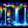 Rainbow Waterfall Splash series, Abstract Inspirat