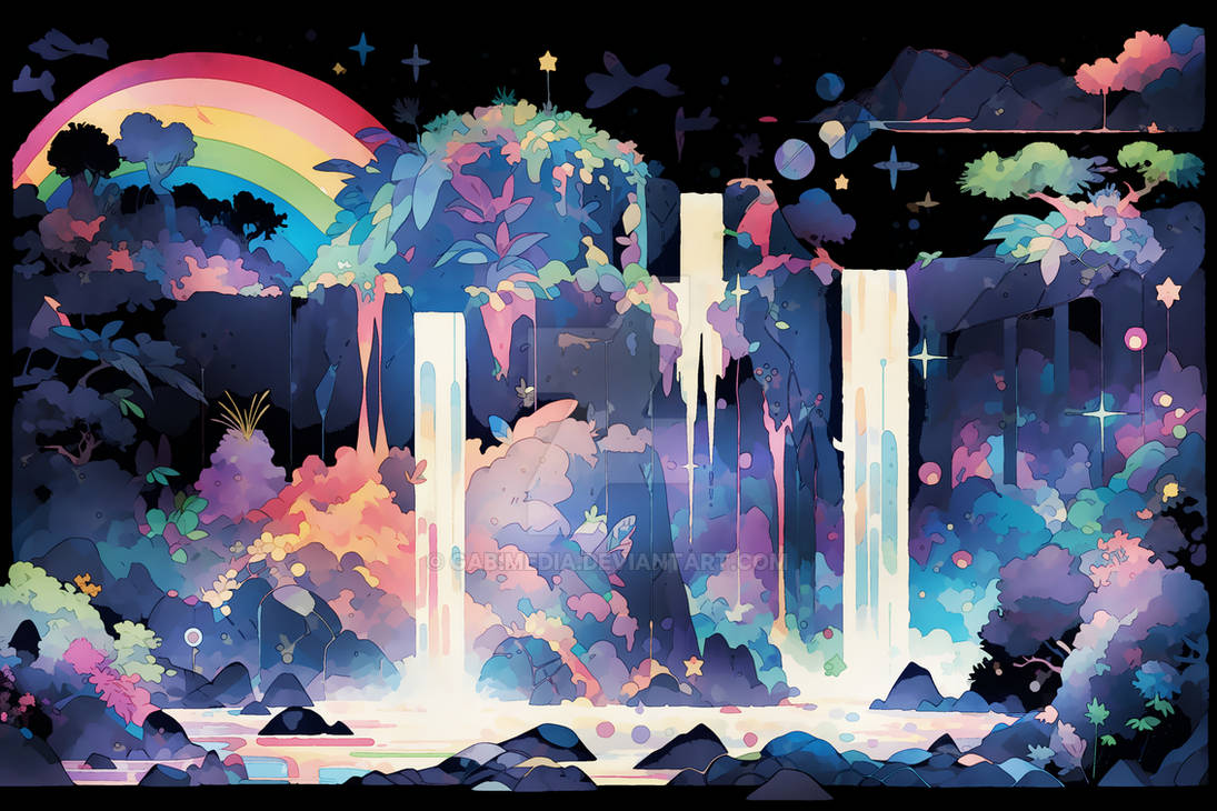 Gabimedia Rainbow Prismatic Waterfall Lush And Wel By GabiMedia On gabimedia-rainbow-prismatic-waterfall-lush-and-wel-by-gabimedia-on