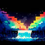 Abstract Rainbow Waterfall Splash series no 3 - 4K