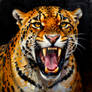Fierce Leopard Portrait - Roaring Big Cat