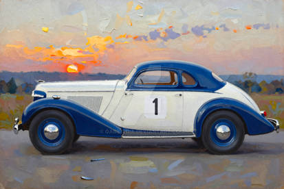 A vintage 1930s streamlined two-door coupe