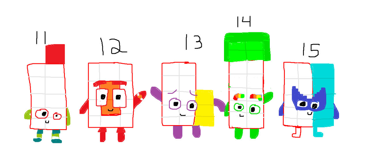 Numberblocks 11-15 by Dabqueengirl on DeviantArt