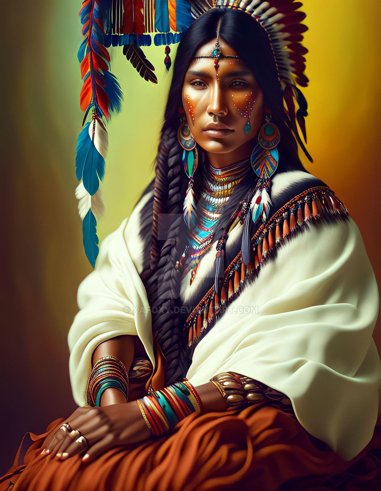 Native American woman portrait 1 by XaFoxy on DeviantArt