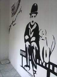 Charlie Chaplin in the wall