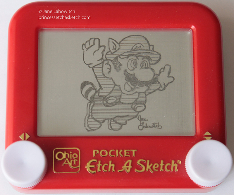 Mario Raccoon etch a sketch